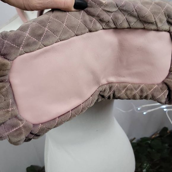 Vintage Rare Y2K Juicy Couture Purple Pink Quilted Velour Charm Bag - Picture 7 of 12